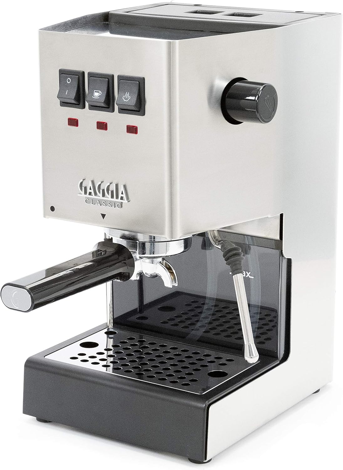 Gaggia E24 espresso machine in brushed stainless steel