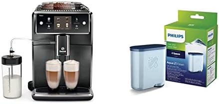 Saeco Xelsis Super Automatic Espresso Machine, Titanium Metal Front, SM7684/04 with Philips AquaClean Filter Single Unit, CA6903/10