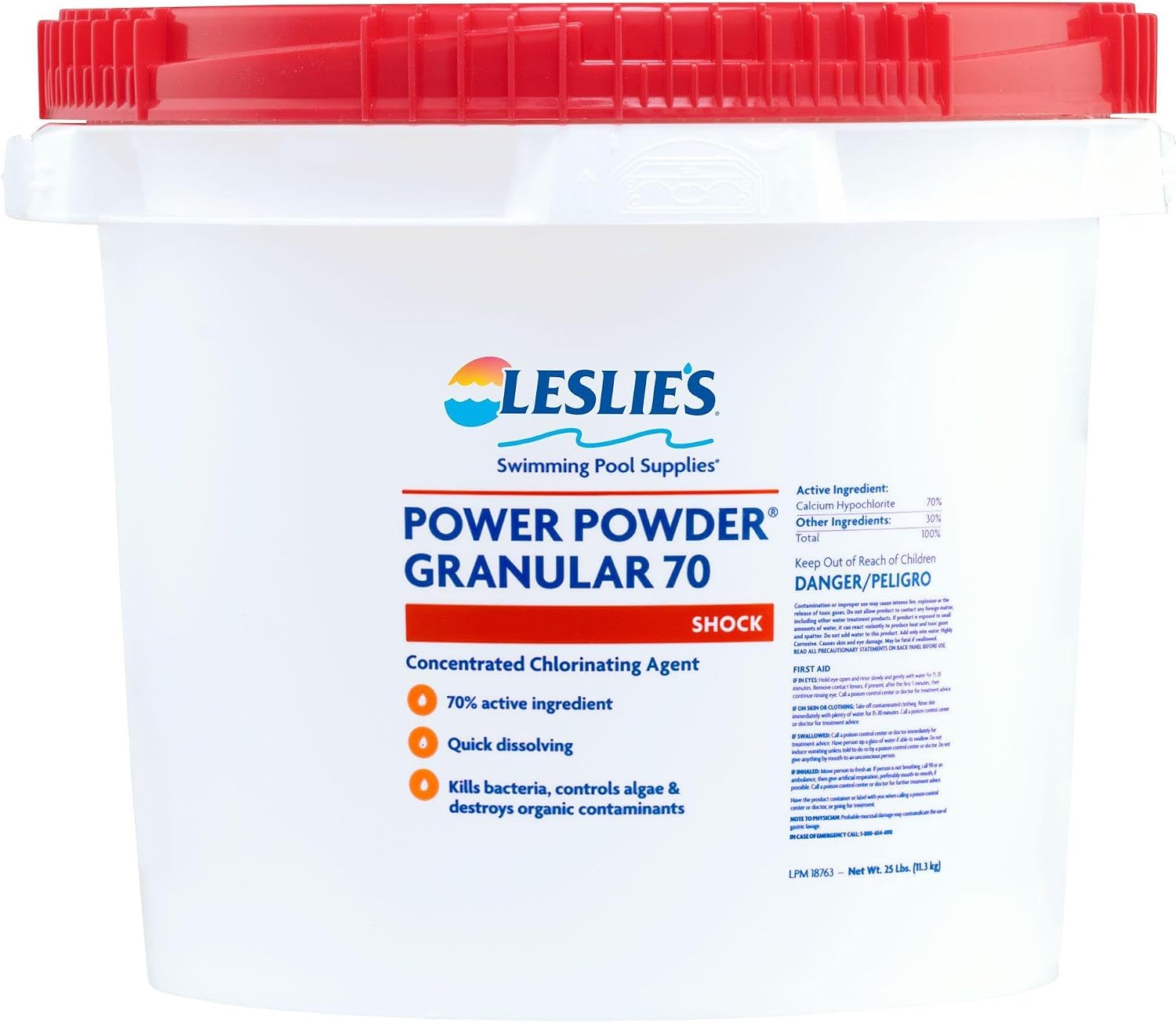 Leslie's Power Powder Granular 70% Cal-Hypo Pool Shock 25 Pounds