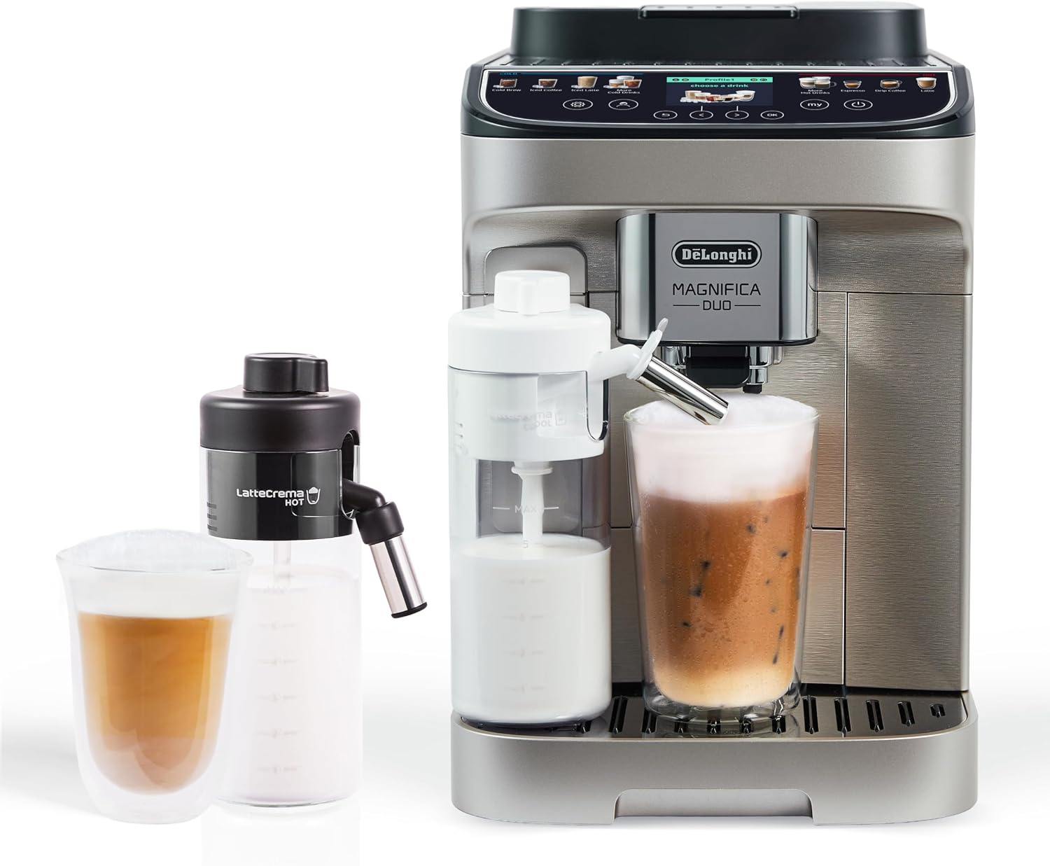 De'Longhi Magnifica Duo Automatic Espresso Machine, Milk Frother, Silver